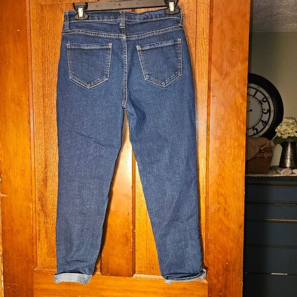 Old Navy The Sweetheart Cuffed Skinny Straight Jeans Women’s Size 0 Dark Wash - Picture 2 of 8